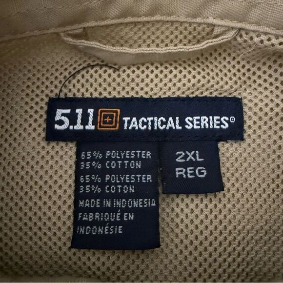 5.11 Tactical Shirt Mens Sz 2XL Reg Tan Long Sleeve Vented Utility Work Outdoor - Picture 6 of 10